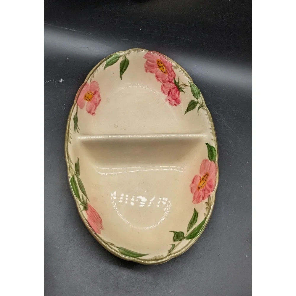 Franciscan Desert Rose Divided Vegetable Bowl Oval Pink Floral Earthenware USA